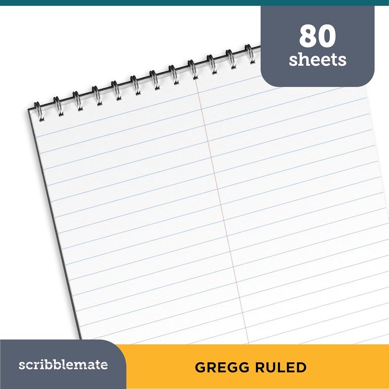 ScribbleMate Steno Pads Spiral 6x9 Assorted Colors Notebooks for Work, 80 Sheets Top Spiral Notepad Stenographer Steno Books (6 Pack, Bold Colors) - Image 2